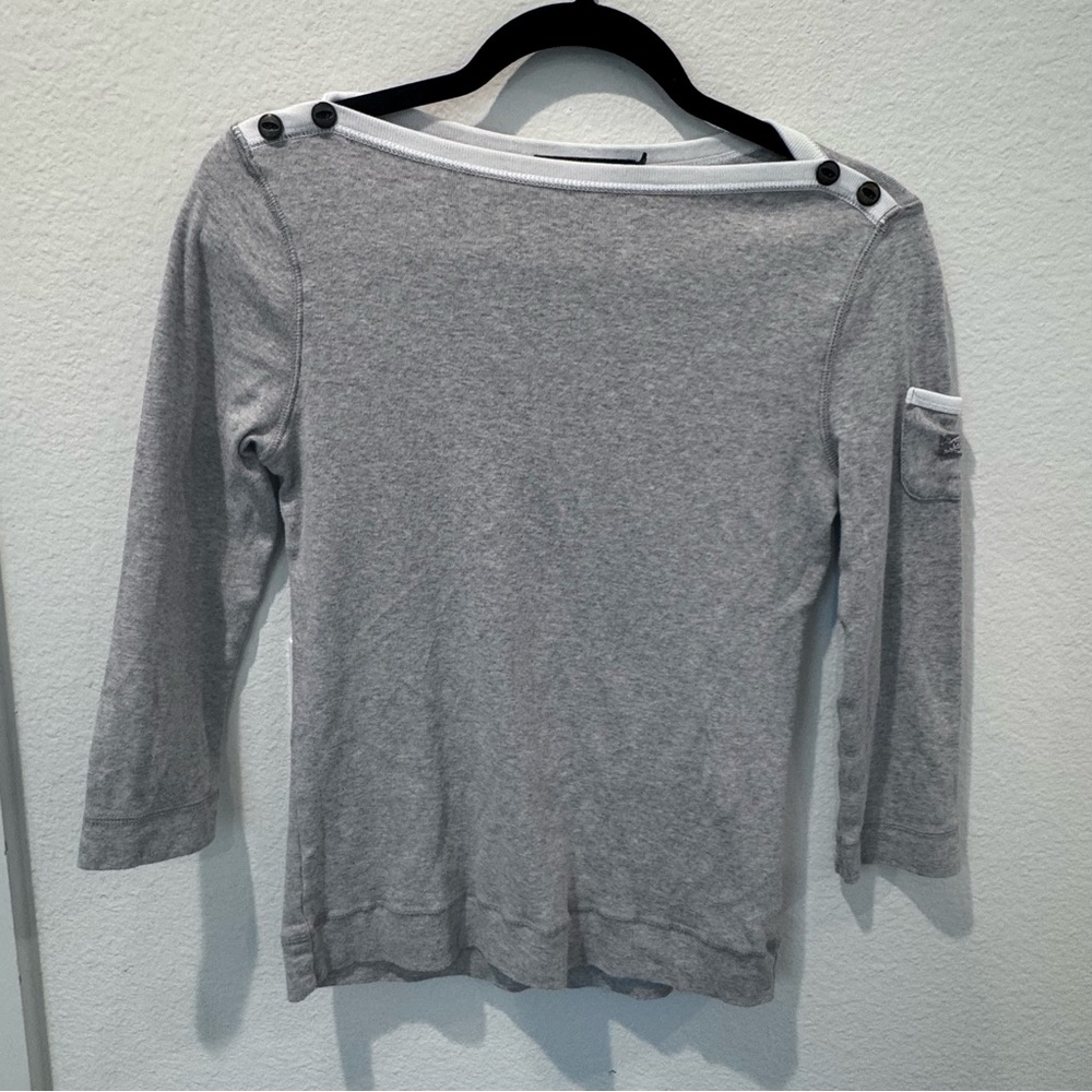 Ralph Lauren Biarneck Gray Women's Top Shirt with Button Detail SP